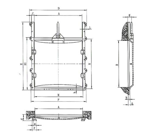 整体平面铸铁闸门尺寸规格参数(图2)